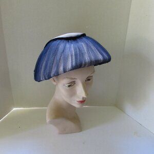 SALE  Vintage Lampshade Style Hat Gray Crown Navy Netting